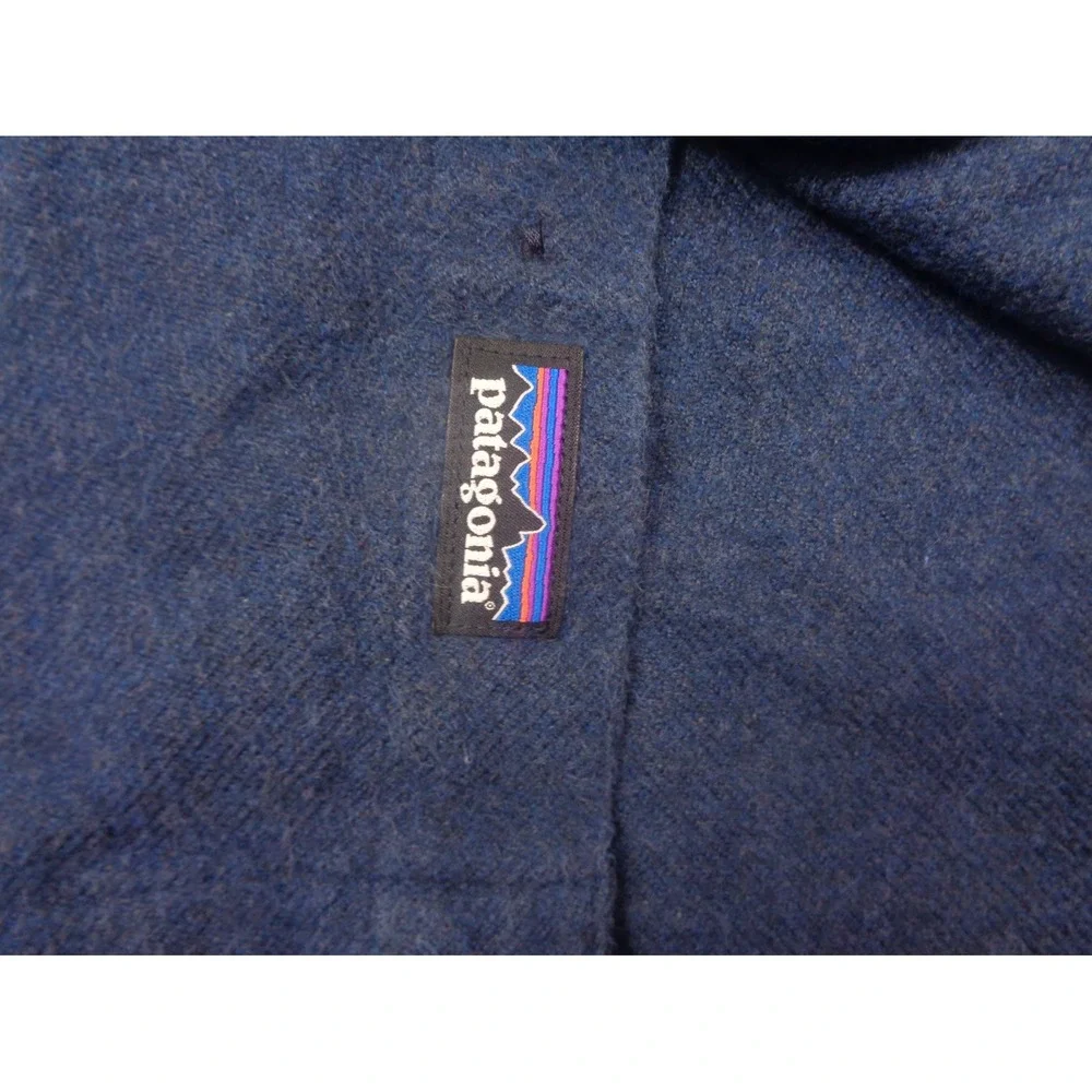 Patagonia Fjord Heavy Flannel Shirt Mens XXL‎ Navy Blue Cotton Long Sleeve